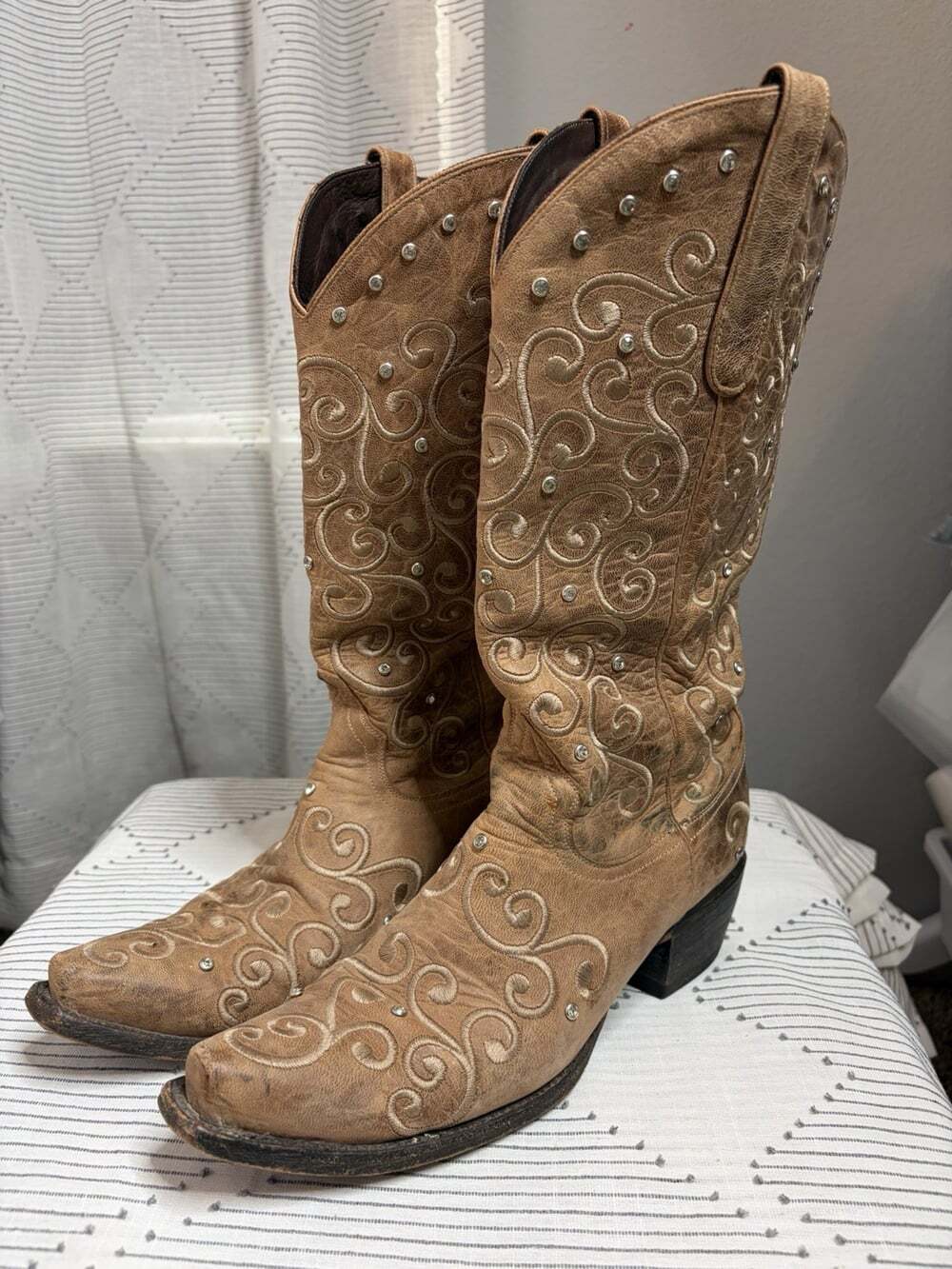 Lane WILLOW Cowgirl Boots Brown Western Rodeo Cowgirl Mid Calf Women’s 8.5M FLAW